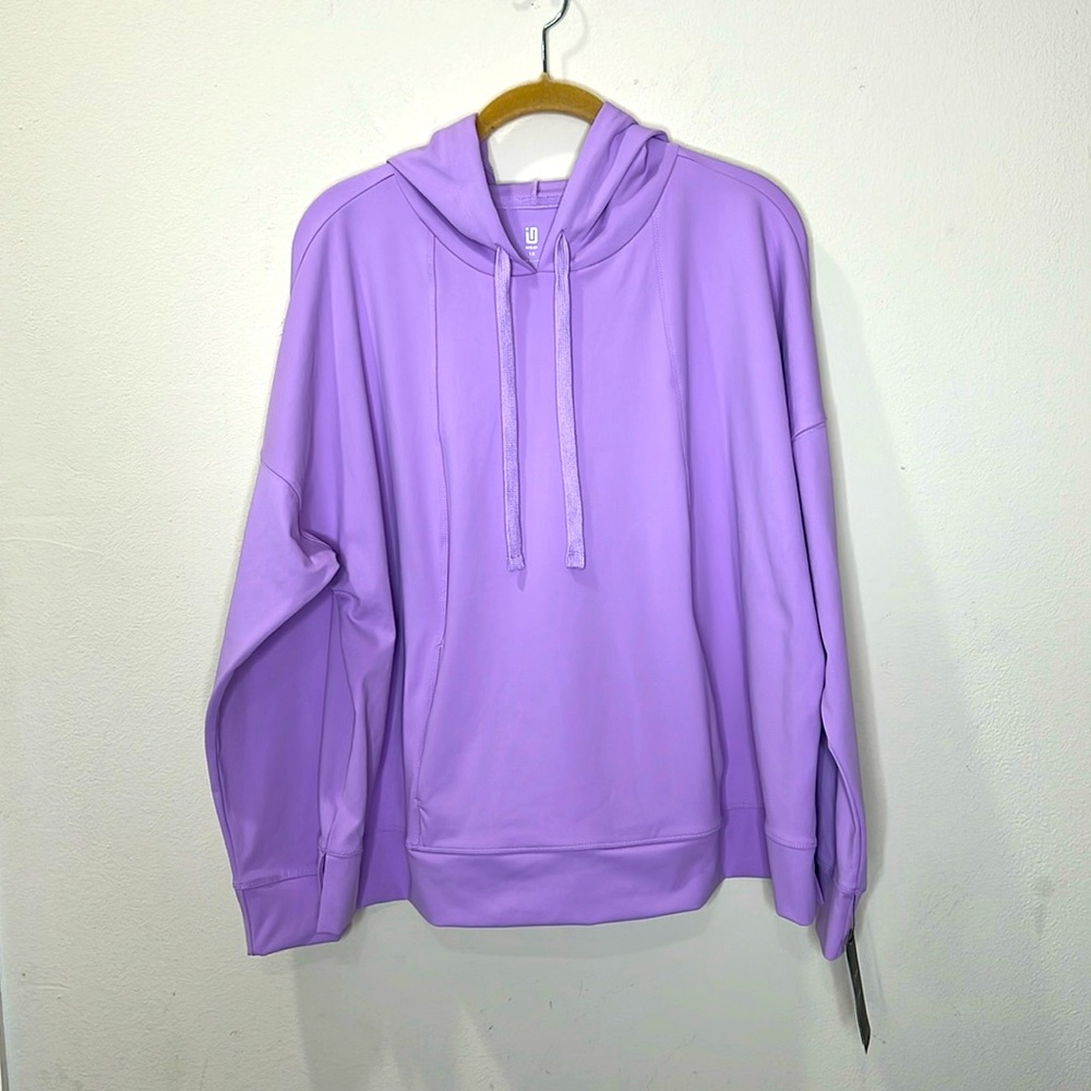 Ideology Women's Drop Shoulder Pouch Pocket Hoodie Purple